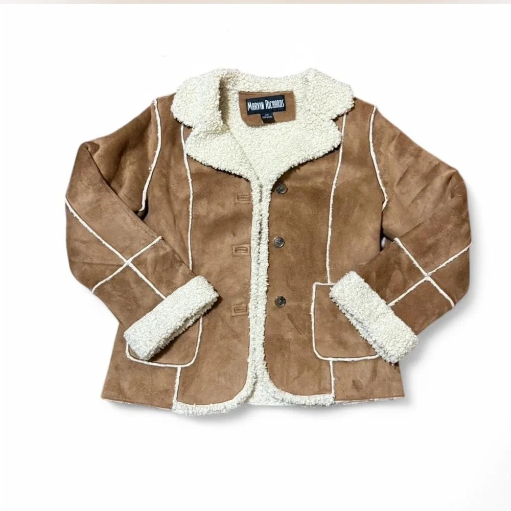 Marvin Richards Brown Shearling Jacket - Picture 1 of 3